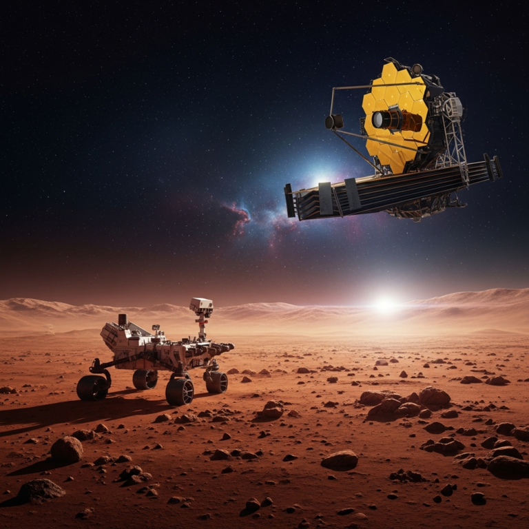 Miniatura: Exploração de Marte e telescópios espaciais.